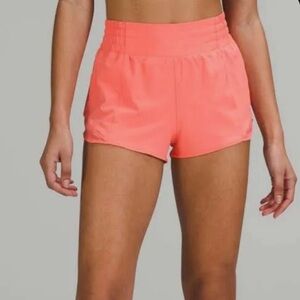 Hotty Hot High-Rise Lined Shorts 4” in Coral